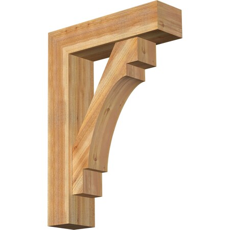 Ekena Millwork Merced Block Rough Sawn Bracket w/ Offset Brace, Western Red Cedar, 8"W x 30"D x 42"H BKT0806X30X42MRC05RWR